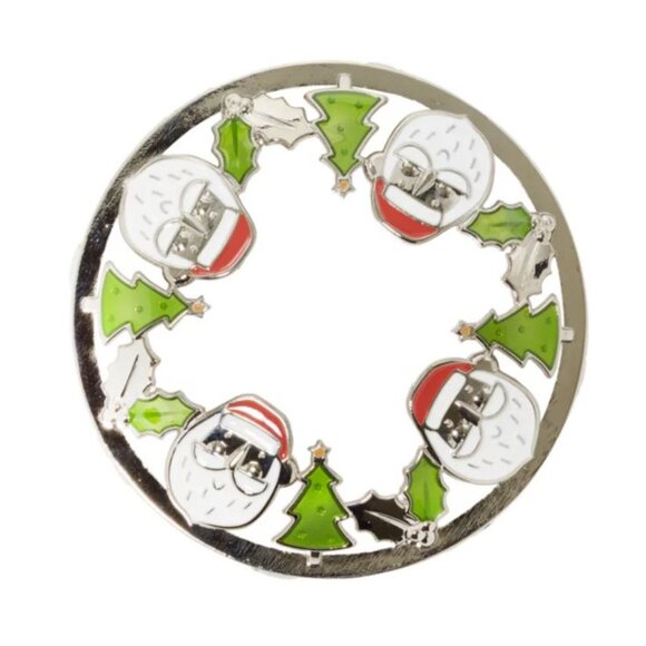 Yankee Candle Illuma-Lid Silver Santa Claus Christmas Tree Holly Holiday Jar Top - Picture 3 of 3